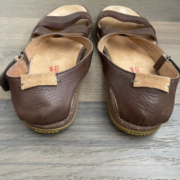 Camper Alicante Leather Strappy Sandals w Velcro Close Chocolate Brown Sz 37 - Picture 5 of 14